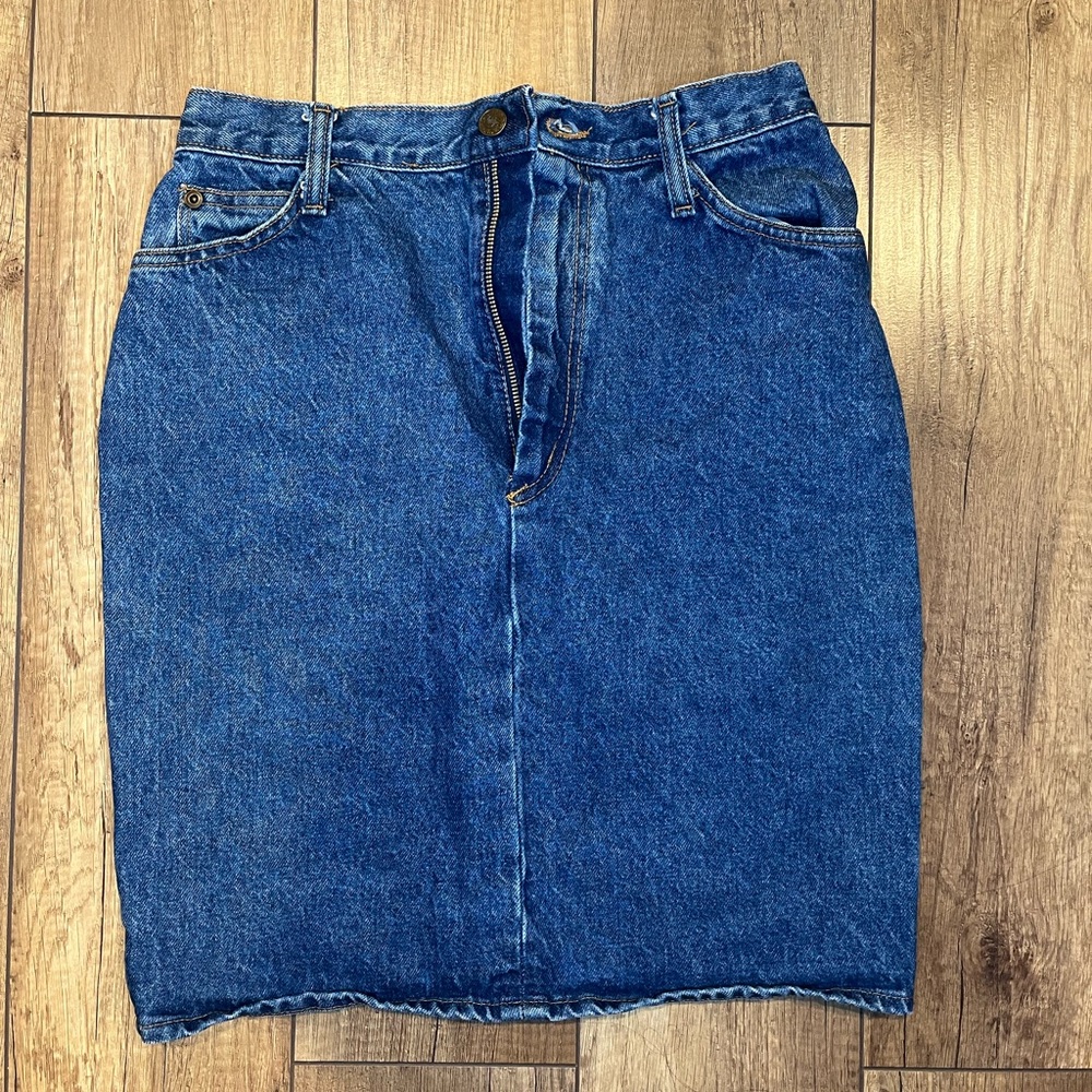 Vintage Denim Midi Pencil Skirt Y2K 90s Blue Jean Size 7/8